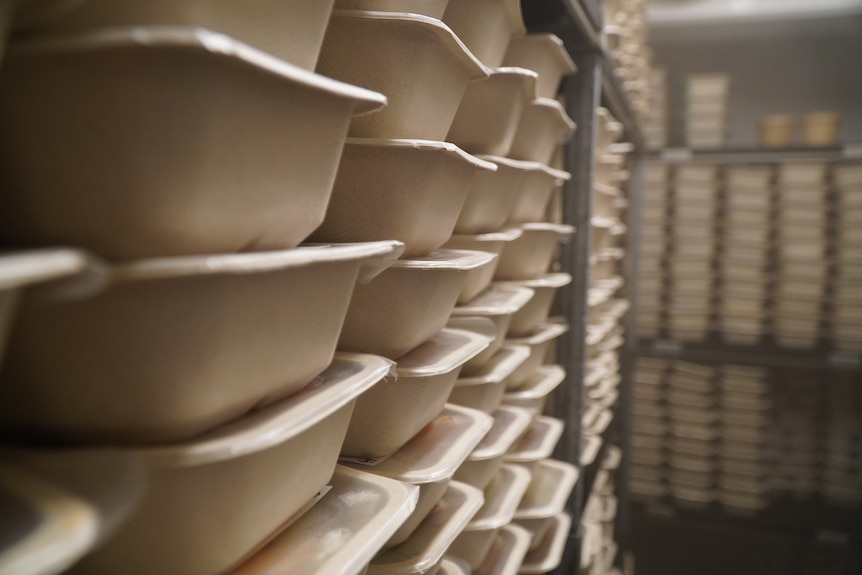 Prepackaged foods are placed in the freezer