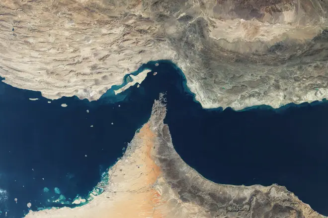 Satellite image of the Strait of Hormuz