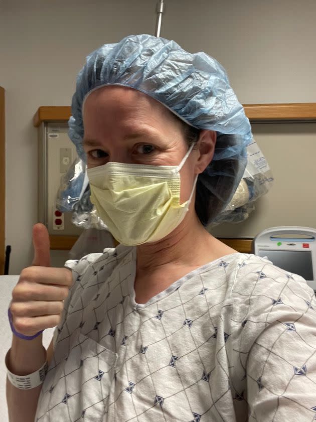 The author shortly before breast-conserving surgery at MedStar Georgetown University Hospital in Washington, DC