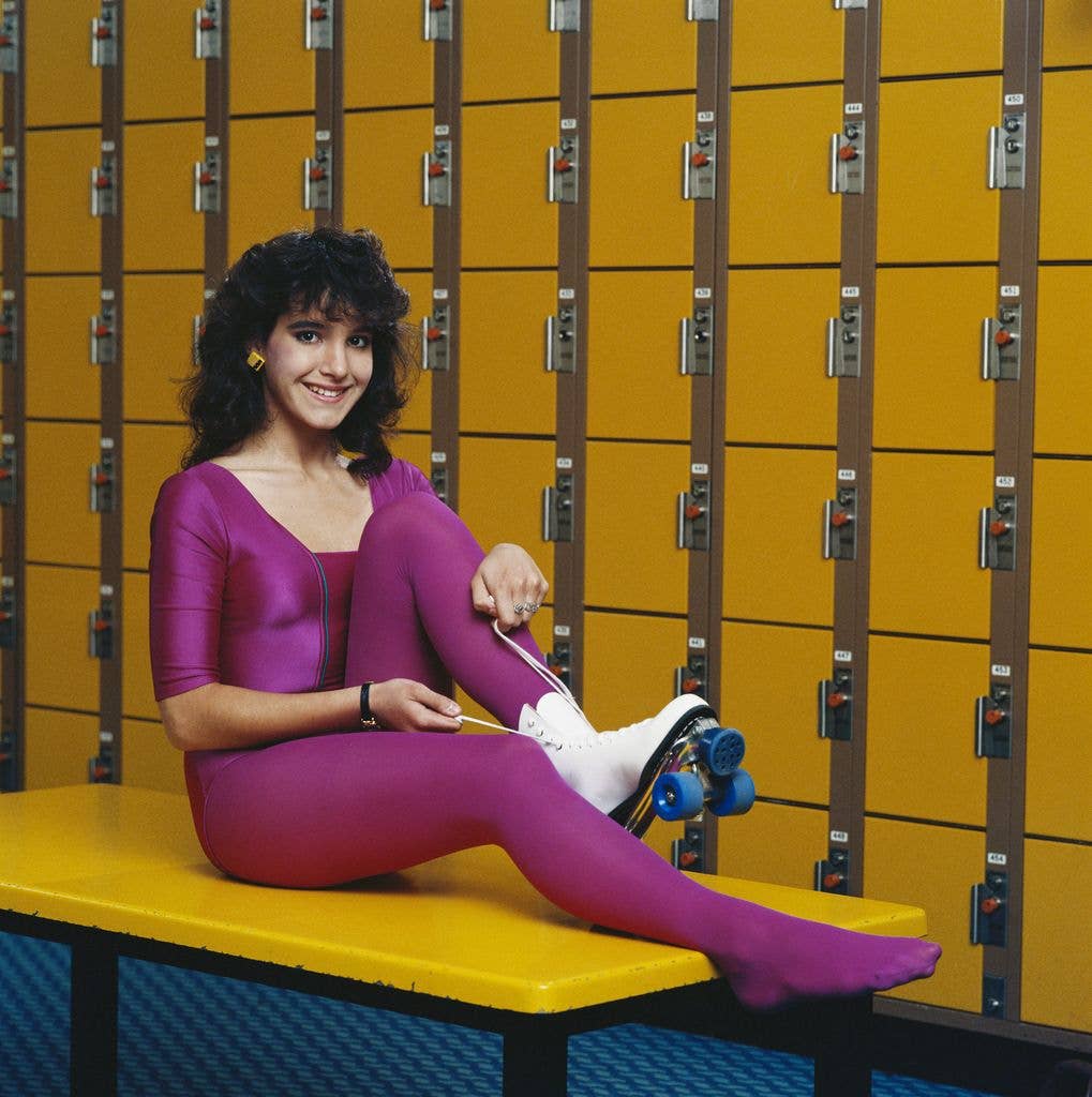 Woman in purple sportswear 